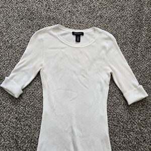 White House Black Market Ivory Ribbed Top